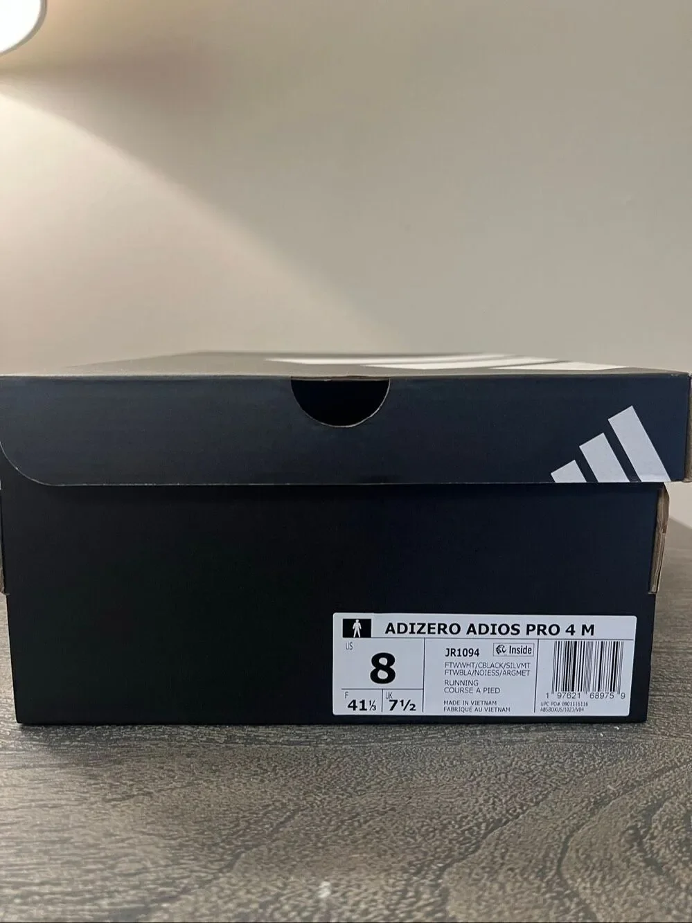 Adidas Adizero Adios Pro 4 Running Shoes Men’s Size 8 White/Black JR1094 NWT